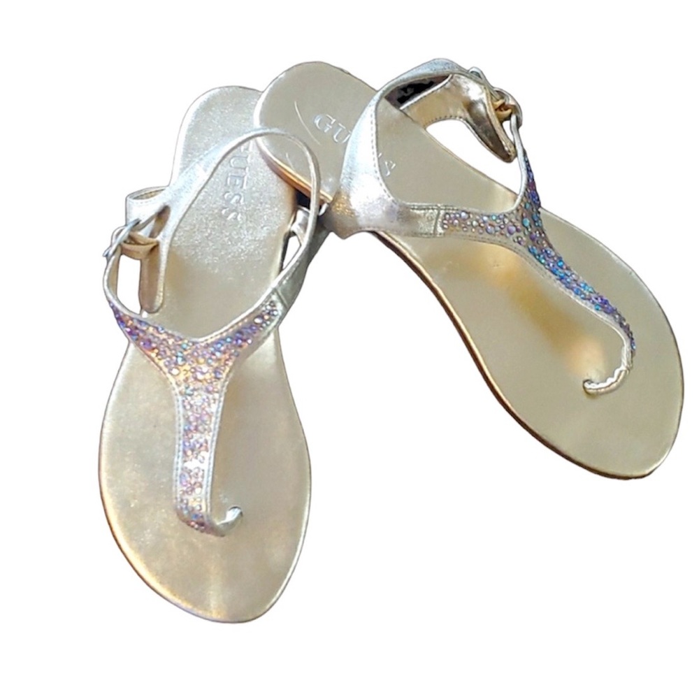 NWOT Guess 🪩 Gold rhinestone sandals “GFBellini”